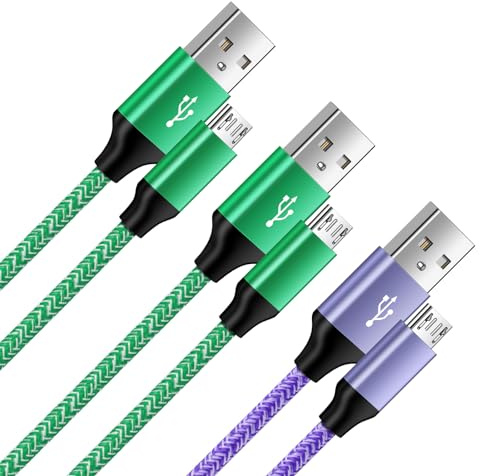 Micro USB Charger Cable,6FT+6FT+3FT USB A to Micro Mini USB Fast Charging Cable Nylon Braided Android Charger Lead for Samsung Galaxy S7 Edge/S7/S6 Edge+/S5/J7/J5/J3,Honor,Nexus,HTC,Xbos,Nokia,PS4