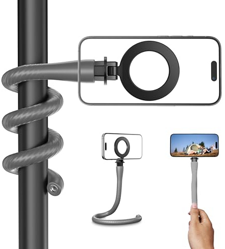 TELESIN° Soporte Magnético Flexible de Cola de Mono para Teléfonos, Soporte de Magsafe, Palo Selfie para IR de Compras, Cinta de Correr, Cochecito, Compatible con iPhone/Android/Go Pro, etc (Gris)