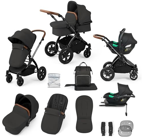 Ickle Bubba Luxe Travel System & Cirrus Car Seat (Black/Charcoal/Tan)