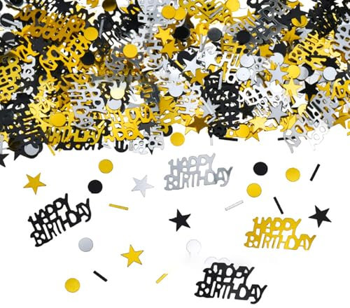 3000 Pièce Confettis Deco, Decoration Anniversaire Noir et Or, Confettis Nombre Étoile de Table Deco, Décoration de Table Cadeau pour Carnaval, Fête, Adulte, Garçon et Filles