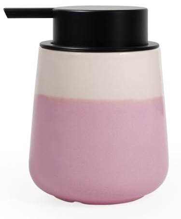 Autumnlife Seifenspender Keramik Spülmittelspender Rosa, 350ml Nachfüllbar Seifenspender mit Groß Pumpenkopf, Porzellan Soap Dispenser Geeignet für Bad, Küche, Rosa