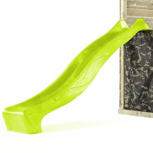 Plum Play 8ft Childrens Heavy Duty Outdoor Garden Slide Attachment for Climbing Frame Playcentre Tree House 2.4m Length - For Platforms Decks 4ft or 1.2m (Lime Green)