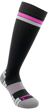 Relaxsan 806 (Nero/Fucsia, M) Calze Sportive Uomo e Donna a Compressione Graduata, Calzini Lunghi Sport e Running, Made in Italy