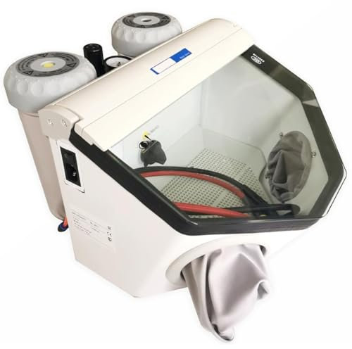 MAHWER Sabbiatrice da Laboratorio da 1000 ml, sabbiatrice for Gioielli Fai da Te, Dotata di Fori for Guanti e lastre di Vetro da Lavoro a Schermo Ampio, con 2 Penne Manua