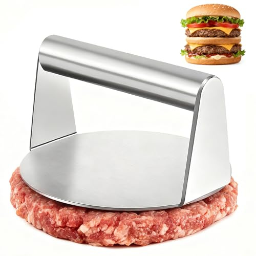 logei Burgerpresse, 5,5 Zoll Round Edelstahl 304 Smash Burgerpresse, Hamburgerpresse Professionelles Burger Press Grillzubehör für Flat Top Grill, Grillpresse für Smashburger, Speck, Hackfleisch