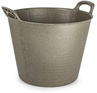 Eco Friendly Large Round Flexi Tub Versatile Multi Purpose Flexible Rubber Storage Container Bucket (Made from 100% Recycled Plastic + Aluminium) (Light Green, 25 Litre)
