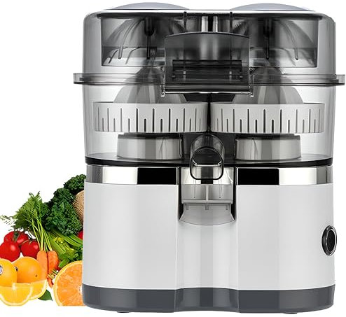 Juicador de cítricos de doble cabeza rápida-Spreadripeador de naranja y limón eléctrico de 100 W con 400 ml de taza, diseño tranquilo de alta velocidad para cocinas para el hogar, cafeterías white