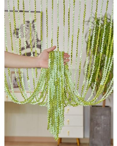 Surwin Tenda Antimosche a Fili per Porta Esterna, 1x2m Tenda a Fili Glitterata Pannelli Divisori, Multicolore Tinta Unita per Mosche Divisorio per Stanze Finestre Decorazioni (Verde 1,100x200cm)