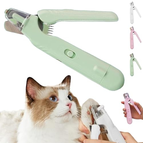 Donubiiu Nail Trimmer,2 In1 Design Precision Trimming and Grinding,Haustier Nagelknipser mit LED-Licht,Geräuscharm for Small Medium Large Dogs Cats (1,Green)