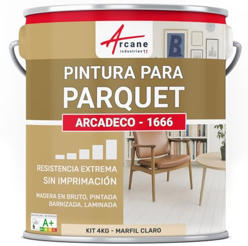 ARCANE INDUSTRIES Peinture pour parquet Bois, stratifié - 4 kg Ivoire Clair - RAL 1015