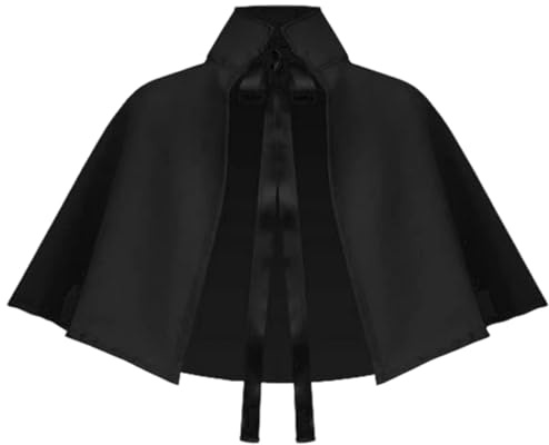 Zanisouta Mantello corto da barbiere da uomo e donna, per carnevale, piccolo mantello nero, impermeabile, per trucco, travestimento, costume da parrucchiere per salone da parrucchiere, abbigliamento