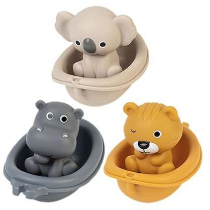 Schwimmende Badeboote für Babys – Spielzeug für Boote, Tiere, stapelbar, Lernspiel aus Wasser, weiches Strandspielzeug für Kleinkinder, Badeunterhaltung