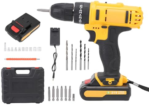 Kit de Taladro Inalámbrico y Atornillador de Impacto de 21 V, Kit Combinado de Herramientas Eléctricas con Torque de 35 N.m, Kit de Taladro Atornillador de Velocidad de 1280 RPM