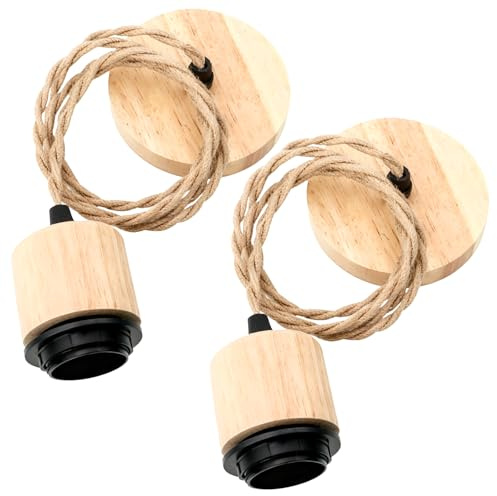 2 Stück Hanfseil Kabel Hängelampe, 120cm Vintage Hanfseil Lampenfassung E27, Hängeleuchte Steckdose, Vintage Pendelleuchte, DIY Retro Pendellampe, DIY Kunstlampe für Küche Haus Cafe Bar