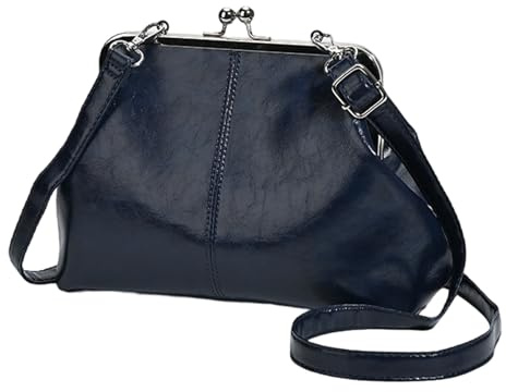 CHAMAIR Vintage Tasche Kiss Lock Umhängetaschen Damen,Elegante Münzbeutel PU Leder Schultertasche Crossbody für Shopper Daily Use