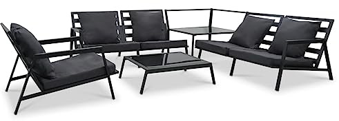 Mokuyary 5-TLG. Garten-Lounge-Set mit Auflagen Aluminium Dunkelgrau Gartenmöbel Set, Outdoor Balkonset Terrassenmöbel, Gartenlounge Sitzgruppe für Terrasse, Balkon, Garten