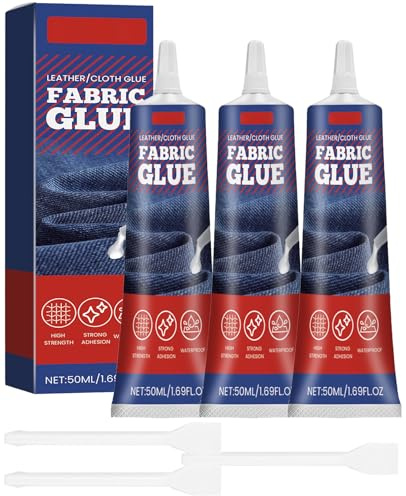 Daozhogo Textilkleber, 50ml x 3 Textilkleber Waschmaschinenfest, Extra Stark Permanenter Stoffkleber für Stoffe, Kleidung, Leder, DIY-Bastelarbeiten, Puppenreparatur, Textilien, Filz, Aufnäher