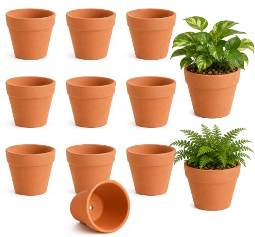 ZhouWei 10 Pza Macetas de Terracota 10X8cm Orificios Drenaje Parte Inferior