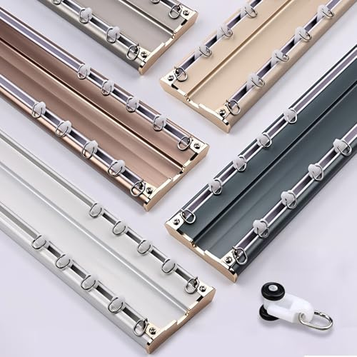 Dubbla gardinstänger, takmonterade gardinspår för integritet, idealisk för kontor, badrum, fönster, sovrum (silver, 2 m/6,56 fot – 2 x 1 m)