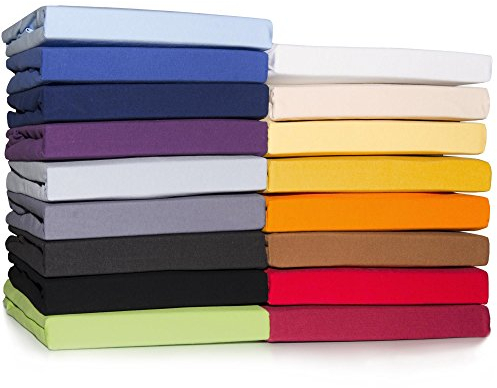 CelinaTex Casca Topper Spannbettlaken 140x200-160x220 cm mais gelb Jersey Mako Baumwolle 210g/qm Elasthan Spannbetttuch