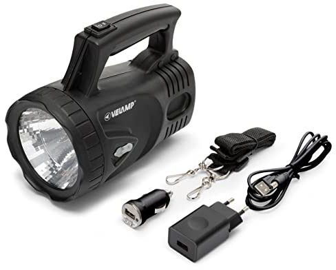 VELAMP ICARO Torcia Lanterna LED 170lumen (3W), Lampada Ricaricabile. Batteria Litio. per Campeggio, Pesca, Trekking, Emergenze, Super Accessoriata 3 W, Antracite