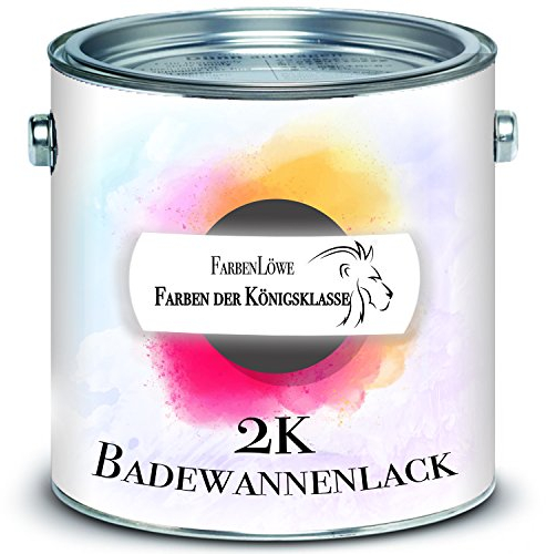 FARBENLÖWE 2K Badewannenbeschichtung MADE IN GERMANY Badewannenlack für Keramik Emaille Acryl Fliesen Badewanne Porzellan Fliesen Kunststoff GFK (2,5 L, Anderer RAL-Farbton (Bitte RAL Wert senden))