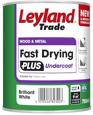 Leyland Trade - Wood & Metal Undercoat - Brilliant White - 750ml | Interior & Exterior Wood & Metal, Water Based Formula, Ideal Foundation for Any Coating, Excellent Adhesion