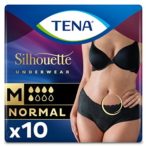 Tena Silhouette Normal niedrige Taille – saugfähige Einweg-Unterwäsche Inkontinenz Damen – nach der Geburt – für mittlere Blasenschwäche – Weiß – Größe M – 36 Höschen (Packung 1 Monat)