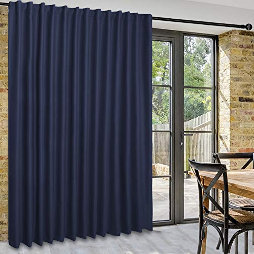 DWCN Patio Sliding Door Curtains - Extra Wide Curtains for Glass Door, Room Divider Blackout Thermal Curtain Panel with Back Tab & Rod Pocket for Bedroom Partition, 100 x 84 Inches, Navy