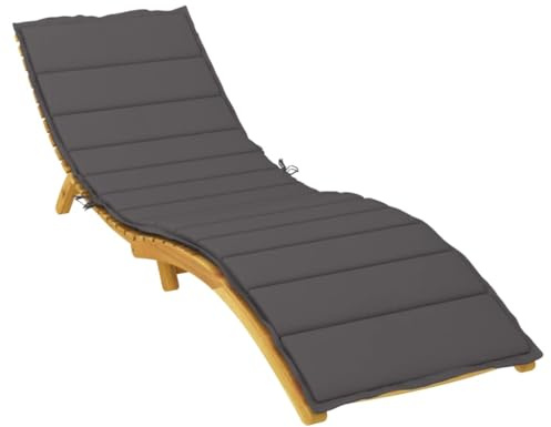 Tidyard Coussin pour chaise longue de jardin - Coussin rembourré - En tissu - Anthracite - 200 x 70 x 4 cm