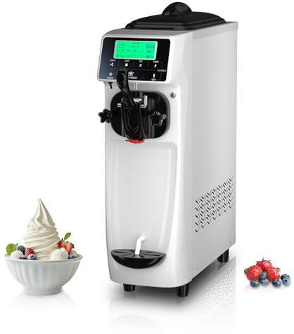 Ice Cream Maker Machine for Home, 5 Inch Screen Soft Serve Ice Cream Machine 3.5 Gals/H Single Flavor Ice Cream Maker with Pre-Cooling Soft Serve Machine with 1.6 Gals Tank for Birthday Party