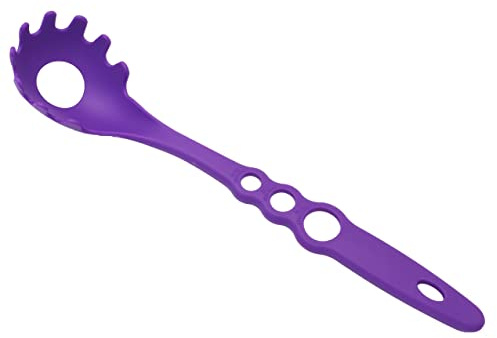 4 -in -1 Large Measure Portion Control/Nylon Spaghetti Spoon/Spoon Strainer/Spaghetti Measurer Tool Quick Pasta Measuring Tool With 3 Different Sizes Measuring Holes,For Kitchen Cooking Tool 【PURPLE】