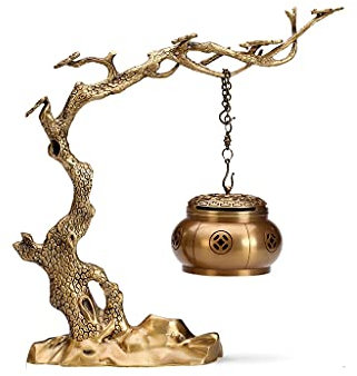 Rückfluss Räuchergefäß Retro Kupfer Räuchergefäss Hanging Herd Haushalt Räucherstäbchen Aromatherapie Sandelholz Räuchergefäss Desktop-Dekoration Ornamente Räucherkegelhalter