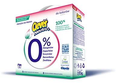 Detersivo neutro biodegradabile (32 Lavaggi) CLEVER NEUTRO+ COLOR detersivo ipoallergenico cartone 1,92 kg
