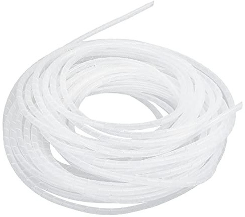 Ausla Raccoglicavi Spiralato, Spirale Avvolgicavo, Diametro 14mm, Lungezza 4,5m, Tubo a Spirale per Mettere in Ordine Cavi PC, TV, Stereo, Console Giochi, Bianco