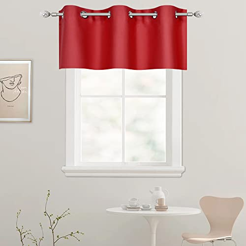 DECOVSUN Roter Volant für Küche, Verdunkelungsvorhang, Fensterbehandlung, 107,7 x 45,7 cm lang, 1 Vorhang