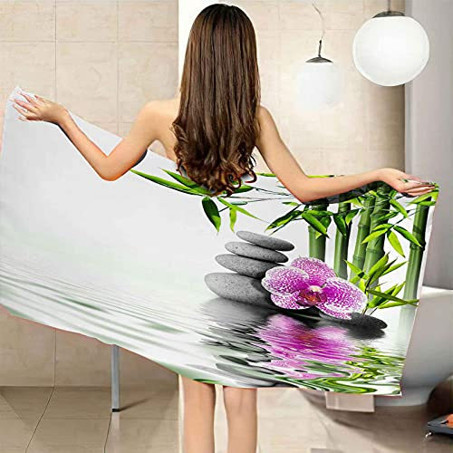 EHZQX 3D Print Green Bamboo Flower Beach Towel 100x200cm,Perfect For Beach And Swimming Pool For Both Adults And Kids Soft Absorbent Summer Beach Towels For Bathroom, Hotel, Gym And Spa