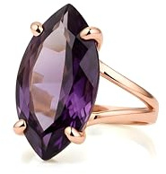 Bague Améthyste Éblouissante - Bague De Fiançailles Marquise En Or Rose 14k, Bague De Pierres De Naissance, Bagues De Déclaration Pour Femmes - Avec Boîte Cadeau Fantaisie