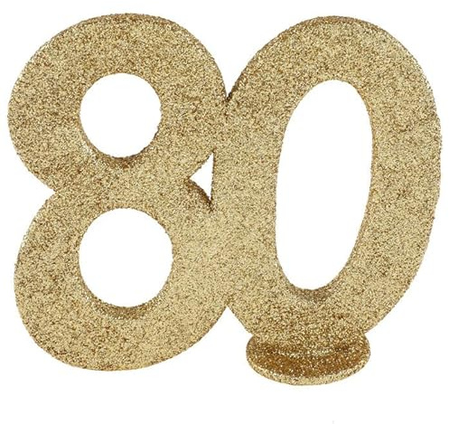 PAINT IT EASY NEU Aufsteller Geburtstags-Zahl 80, Glitter-Gold, ca. 10cm