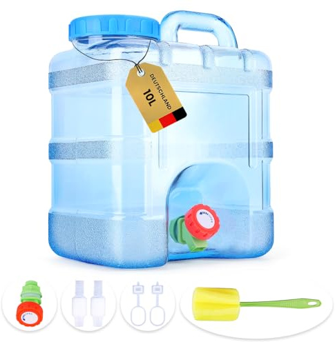 Umikk Camping Wasserkanister mit Hahn, Griff, PC-Material, BPA-frei | 5-15L, Auslaufsicher, Breite Öffnung, Tragbarer Trinkwasserkanister für Camping, Picknick, Garten und Zuhause