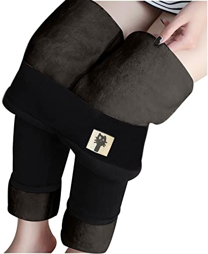 Winterleggings Thermoleggings warme mit Teddyfell Kaschmir Hosen Gamaschen, Damen Thermo Strumpfhose Leggings mit Innenfleece, Herbst Winter Warm Blickdichte Leggins