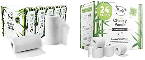 The Cheeky Panda – Bamboo Kitchen Rolls | Bulk Box of 10 Rolls (5 Pack of 2 Rolls, 2-Ply) | Biodegradable, Multipurpose & Bamboo Toilet Tissue Paper | Bulk Box of 24 Rolls (3 Ply, 200 Sheets), white