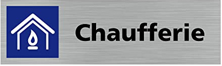 Signalétique.biz France - Plaque de porte CHAUFFERIE (Q0243) - 170 X 50 mm - Adhésif aspect aluminium brossé