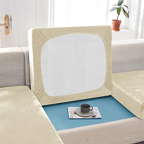 Sofa Sitzkissenbezug L Form Stretch 4/3/2/1 Sitzer Samt Baumwolle Sofabezug Grün/Braun/Schwarz/Rot/Groß Elastische Couch Kissenbezüge Husse Überzug Bezug Für Sofa Sitzkissen ( Color : #27 , Size : 4 s