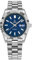 Alienwork Armbanduhr Herren Damen Silber Edelstahl Metallarmband Kalender Datum Marineblau Klassik Elegant