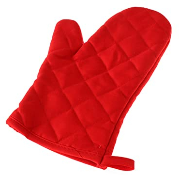 KAYLRE Oven gloves Pack of 1 Portable Black Cotton Blend Thick Kitchen Baking Chef Insulation Padded Oven Gloves Double oven gloves (Size : Red)