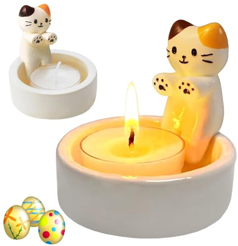 Cat Candle Holder - Warming Paws Tealight Holders, Resin Cat Tea Light Holder, Cartoon Kitten Candle Holder Gifts