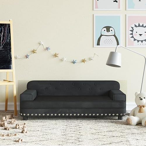 Homgoday Kindersofa Kindercouch Msinisofa Kindersessel Kindersofa Sofa Sessel Sitzmöbel Kinder Sofa für Kinderzimmer Kindermöbel Schwarz 90x53x30 cm Samt
