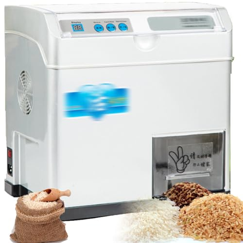 Rice Milling Machine, 500W Automatic Rice Bran Separator, Paddy Huller Sheller Hulling Household, for Light Brown Rice, Germ Rice, Lightly Milled Rice