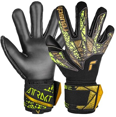 Reusch Profi Torwarthandschuhe Erwachsene | Fingerschutz | Profibelag | extremer Grip mit Latexerweiterung, für Training & Spiel, Naturrasen & Kunstrasen, Größe 7,5-12, Attrakt Duo Finger Support